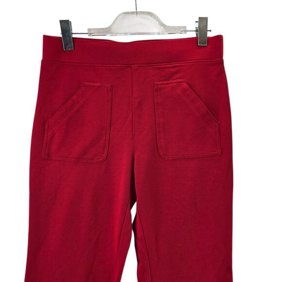 Anthropologie Maeve Wide Leg Pants Womens Medium Petite Red Pull On Knit Stretch - Picture 4 of 11